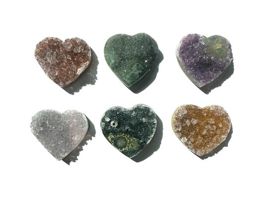 Small Rainbow Amethyst Hearts |Adorable Polished Crystal | Natural Amethyst with Colorful Hues | Cute Gemstone for Gifts & Decor - You pick!