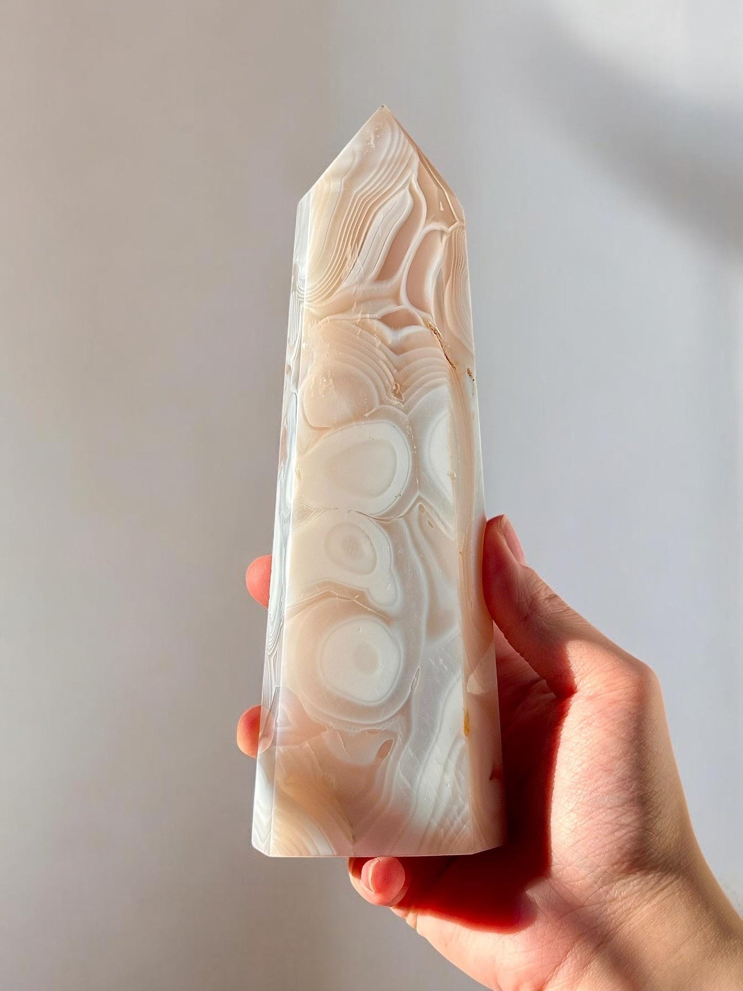 Amazing Banded Jelly Agate Tower | Polished Crystal Point | Unique Banded Agate Formation | Natural Gemstone for Decor & Display