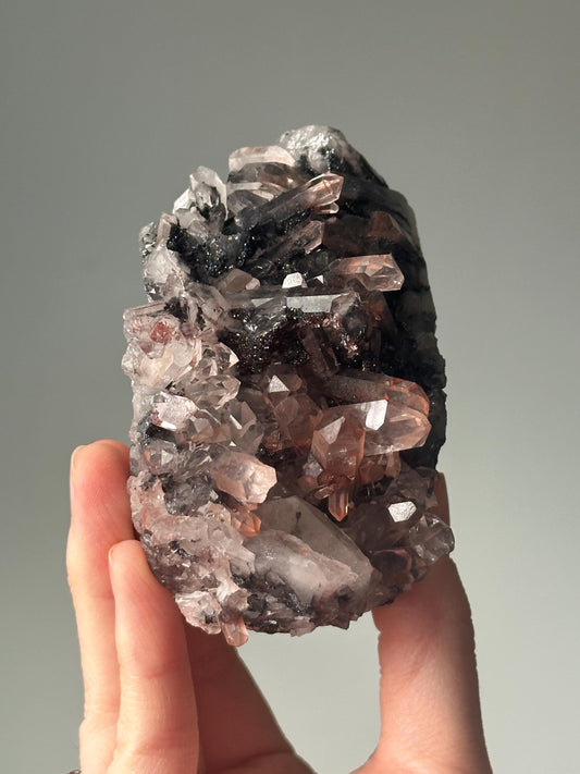 Hematite Quartz Cut Base | Natural Crystal from India | Polished Quartz with Hematite Inclusions | Unique Mineral Display Stone