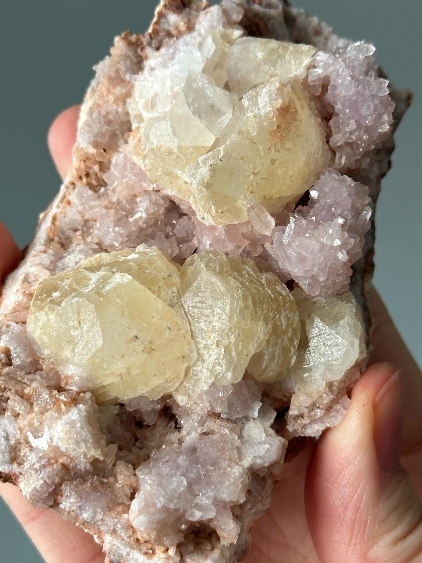 Pink Amethyst with Calcite Geode | UV Reactive Crystal | Natural Amethyst Geode with Calcite Formations | Unique Mineral Specimen