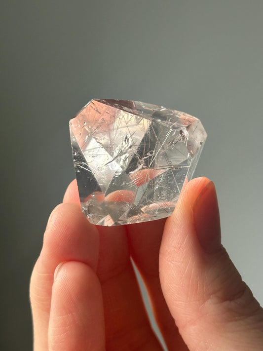 Quartz with Rutile on Stand – Natural Lodolite Crystal, Scenic Inclusion Gemstone, Polished Display Piece, Unique Collector Decor