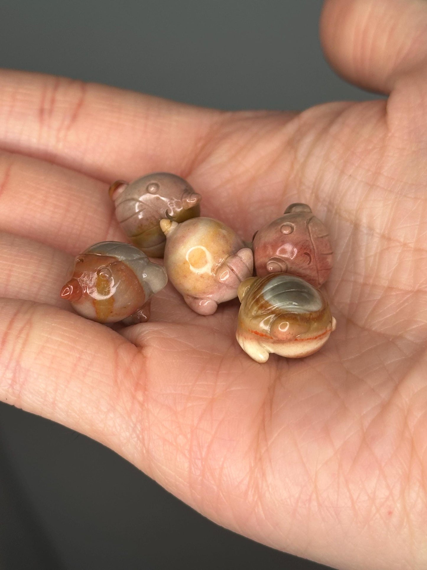 Mini Narwhal Carvings in Alashan Agate | Adorable Crystal Creatures with Swirled Tones | Ocean-Inspired Gift or Display Figurines