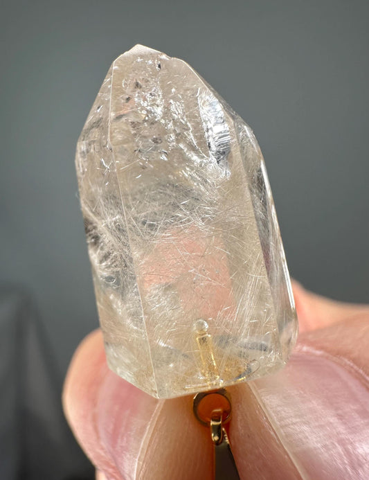 Rutile Lemurian Quartz Pendants | High-Vibe Crystal for Focus, Clarity, and Energy Alignment | Polished Point Necklace or Gift Stone