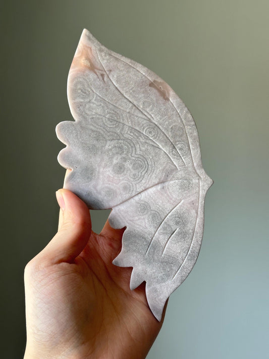 Pink & Blue Amethyst Butterfly Wings with Swirls | Crystal for Love, Calm, and Joy | Unique Stone Display | Collector’s Gift Decor