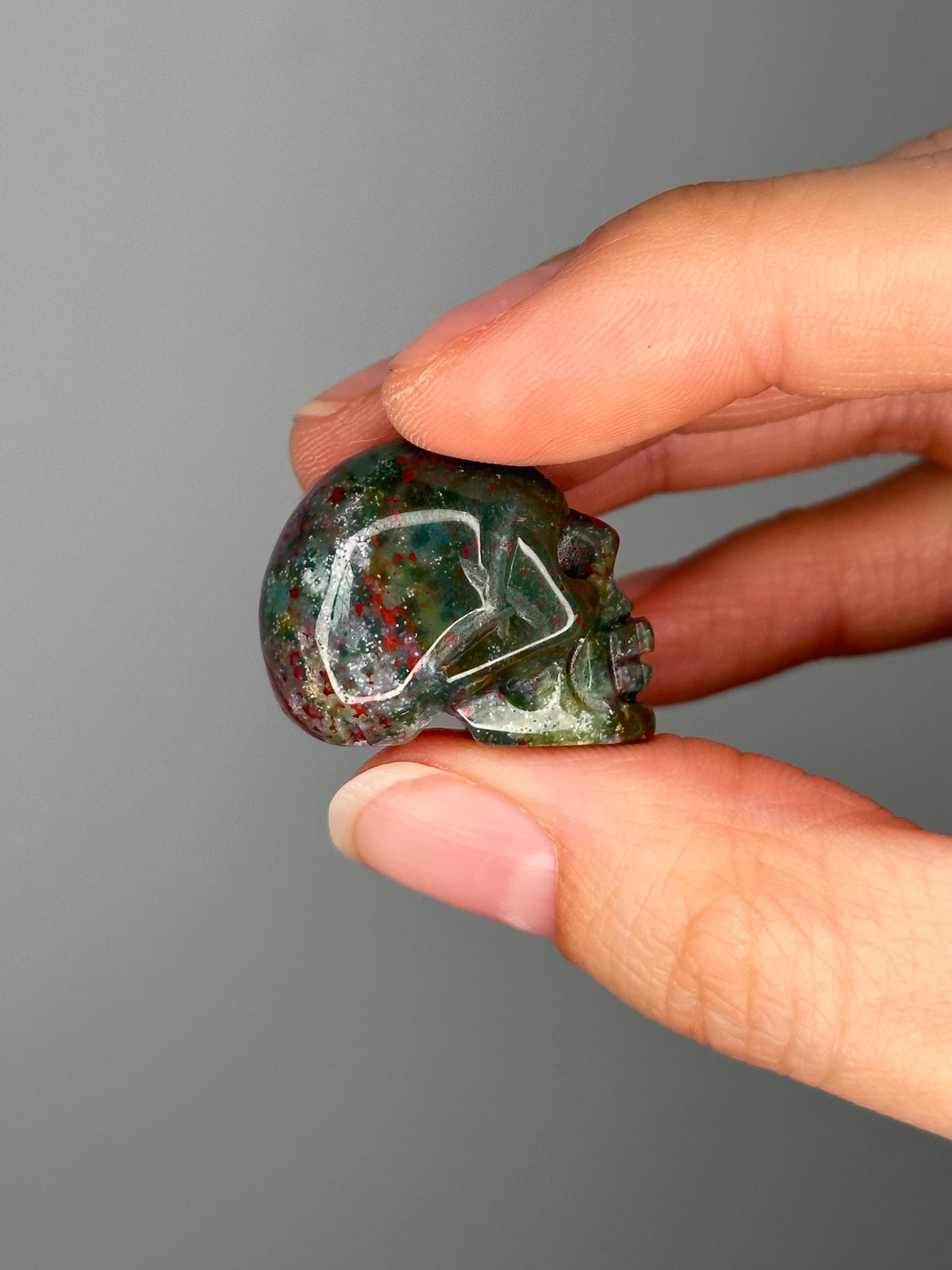 Mini Sea Jasper Skulls | Polished Crystal Carvings for Joy, Transformation & Focus | Gemstone Pocket Skulls for Gift or Display
