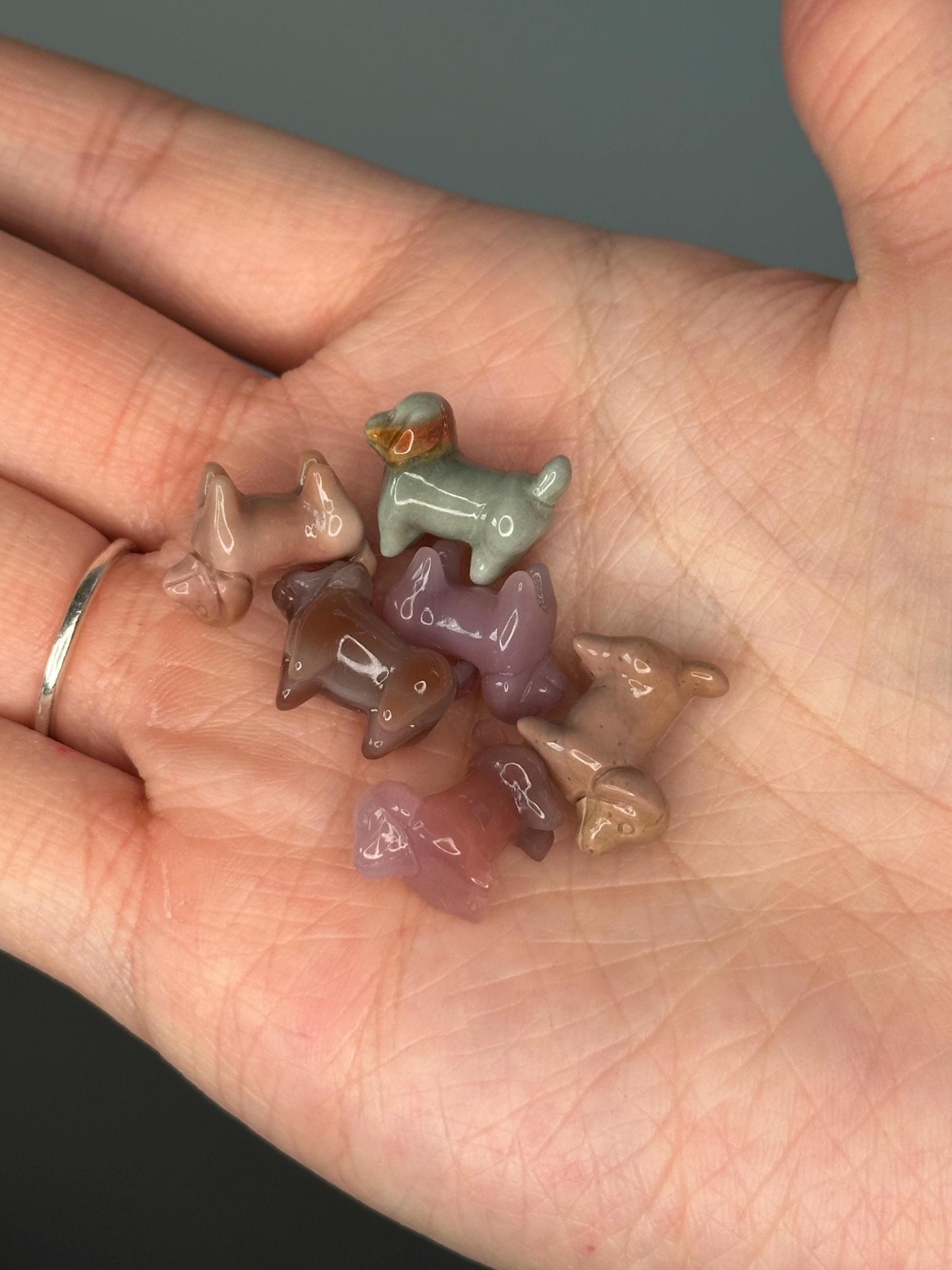 Mini Alashan Agate Dachshund Carving | Cute Crystal Dog Figurine for Loyalty, Calm & Gift Giving | Polished Gemstone Decor