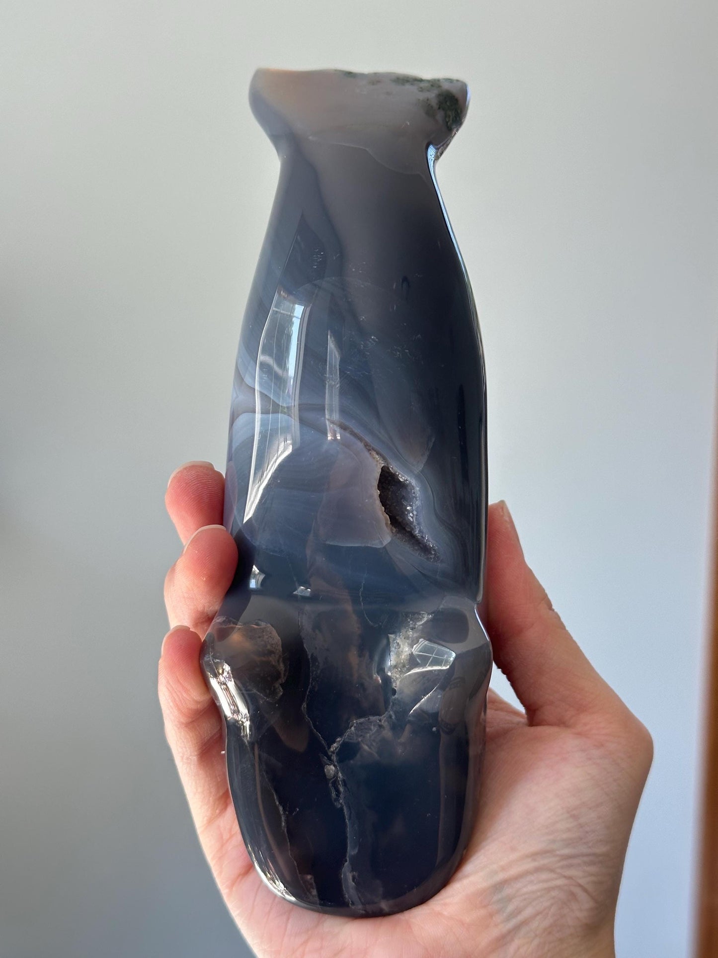 Druzy Agate Dolphin Carving | Sparkling Crystal for Emotional Balance & Joy | Polished Gemstone Animal for Gift or Display