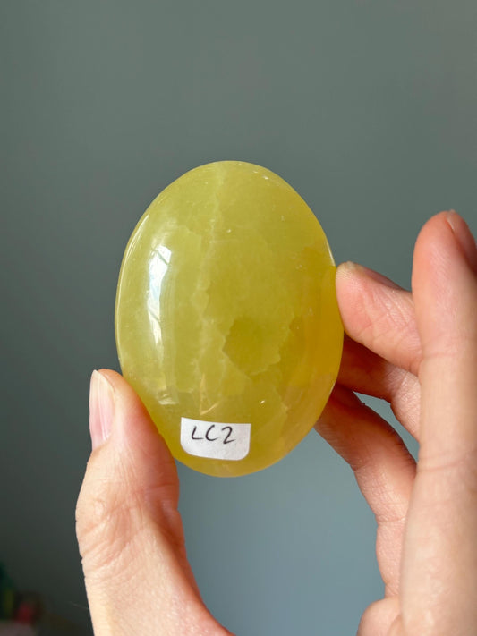 Lemon Calcite Palm Stone | YOU PICK! | Uplifting Crystal for Joy, Confidence & Energy | Polished Yellow Gem for Healing and Daily Positivity