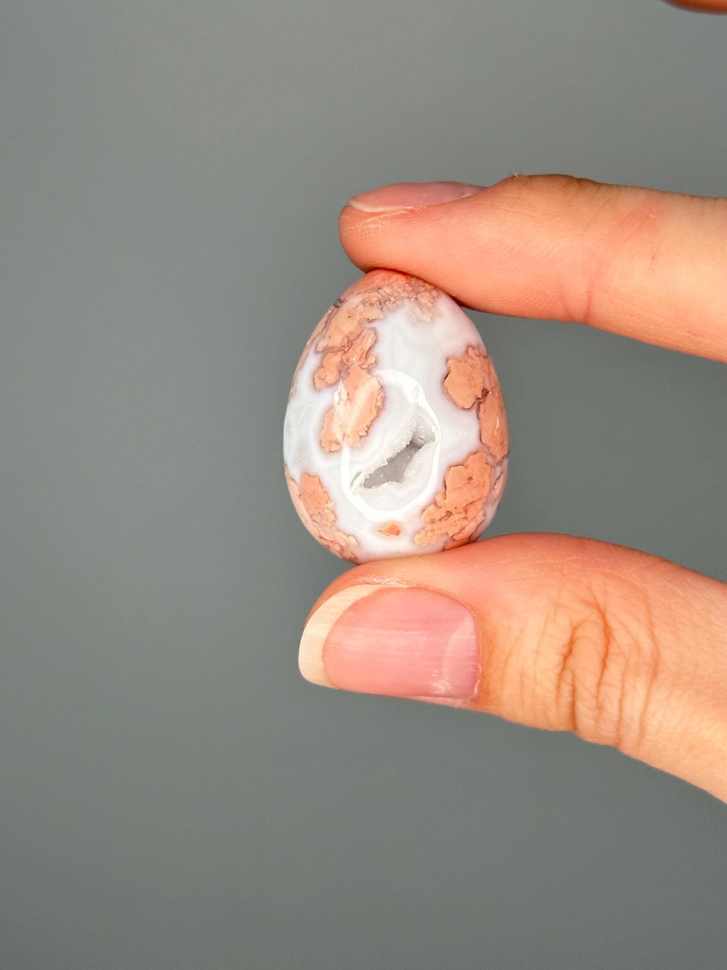 Mini Cotton Candy Agate Eggs YOU PICK!| Pastel Pink and White Crystal for Joy, Calm & Display | Polished Gemstone Egg for Gift or Collection