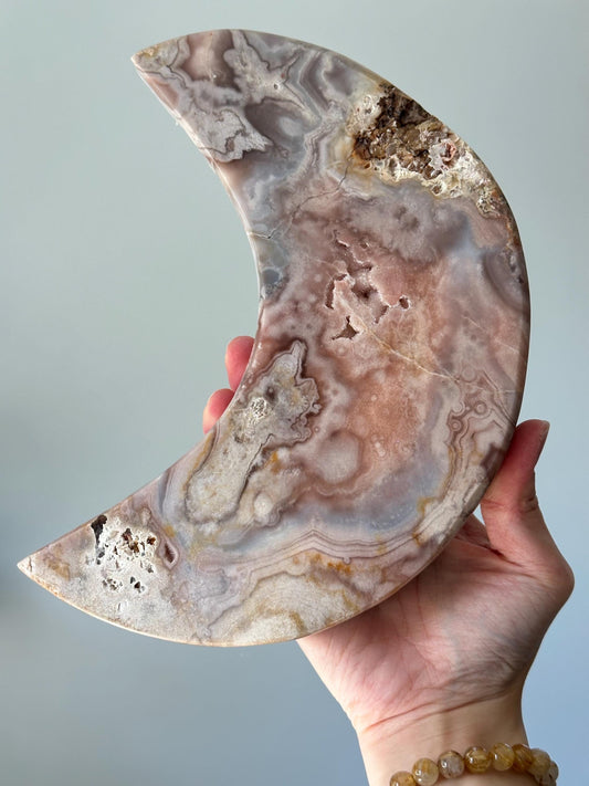 Pink Amethyst Moon Bowl **REPAIRED**| Celestial Crystal Dish for Intentions, Jewelry or Decor | Feminine Energy Altar or Gift Piece