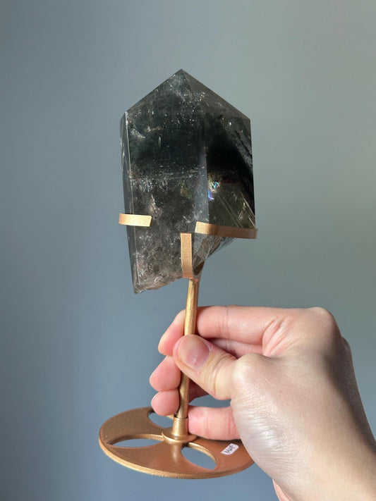 Garden Quartz Tower on Stand | Scenic Lodolite Crystal for Manifestation & Insight | Unique Gemstone Display or Altar Decor