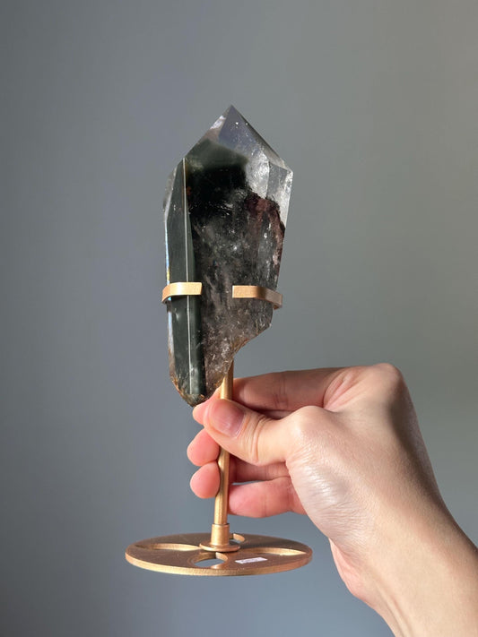 Garden Quartz Tower on Stand | Scenic Lodolite Crystal for Manifestation & Insight | Unique Gemstone Display or Altar Decor