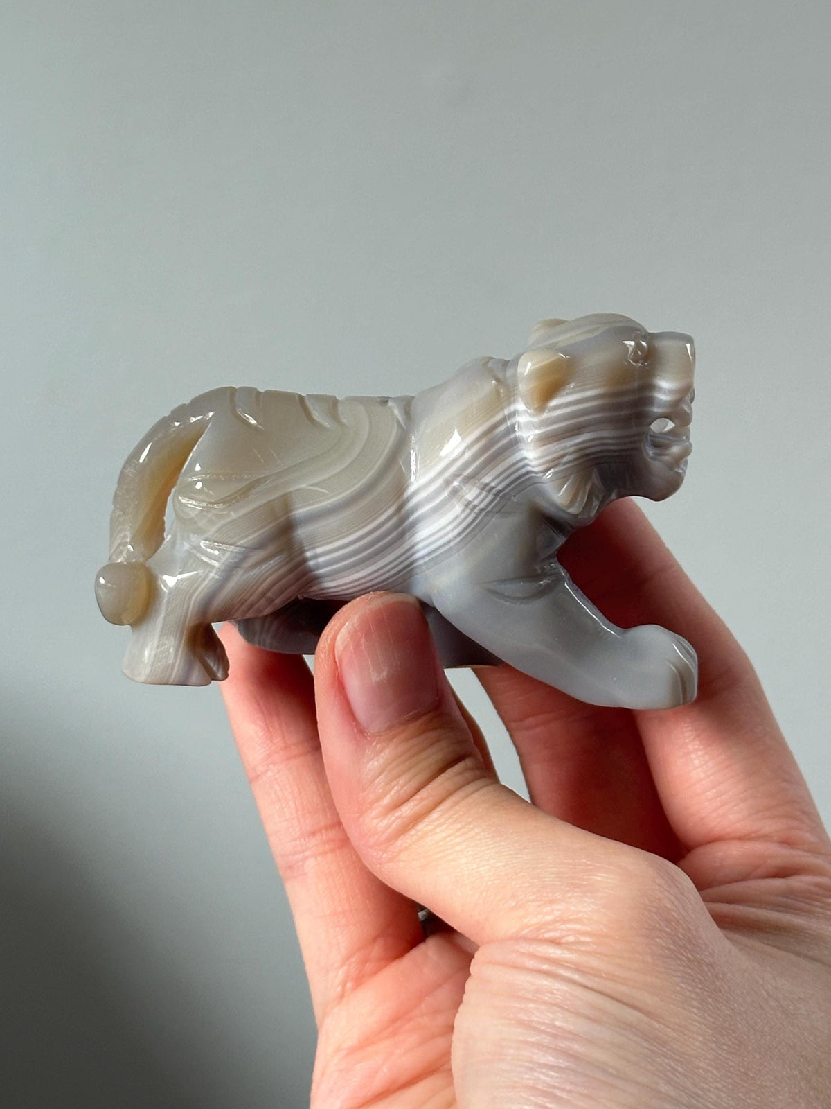 Banded Agate Tiger – YOU PICK! Carved Gemstone Animal Figurine, Natural Crystal Tiger Sculpture, Powerful Wildlife Decor, Unique Gift