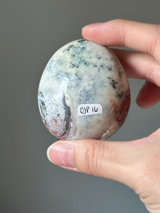 Sea Jasper Palmstone – Natural Crystal Pocket Stone, Polished Gemstone for Calming Energy, Meditation, and Unique Gift Idea