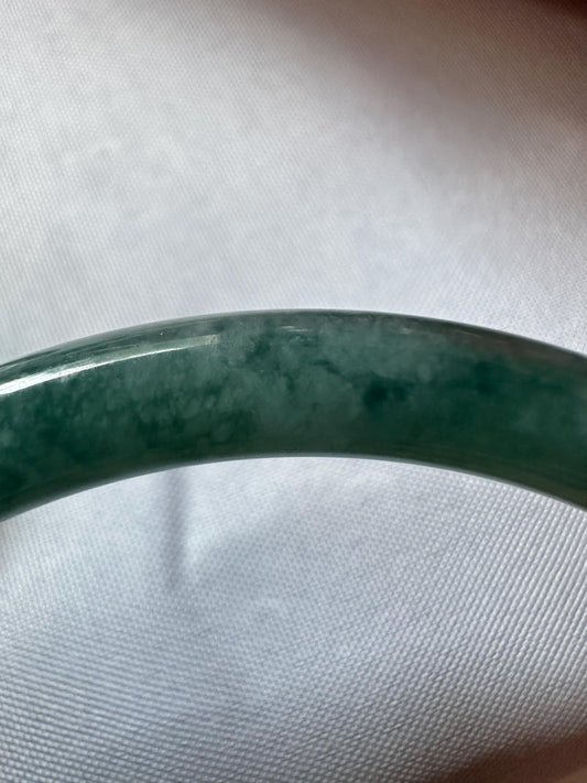 Slim Round Blue Water Jade Bangle – 58mm Natural Jade Bracelet, Polished Crystal Jewelry, Minimalist Gemstone Bangle, Calming Gift
