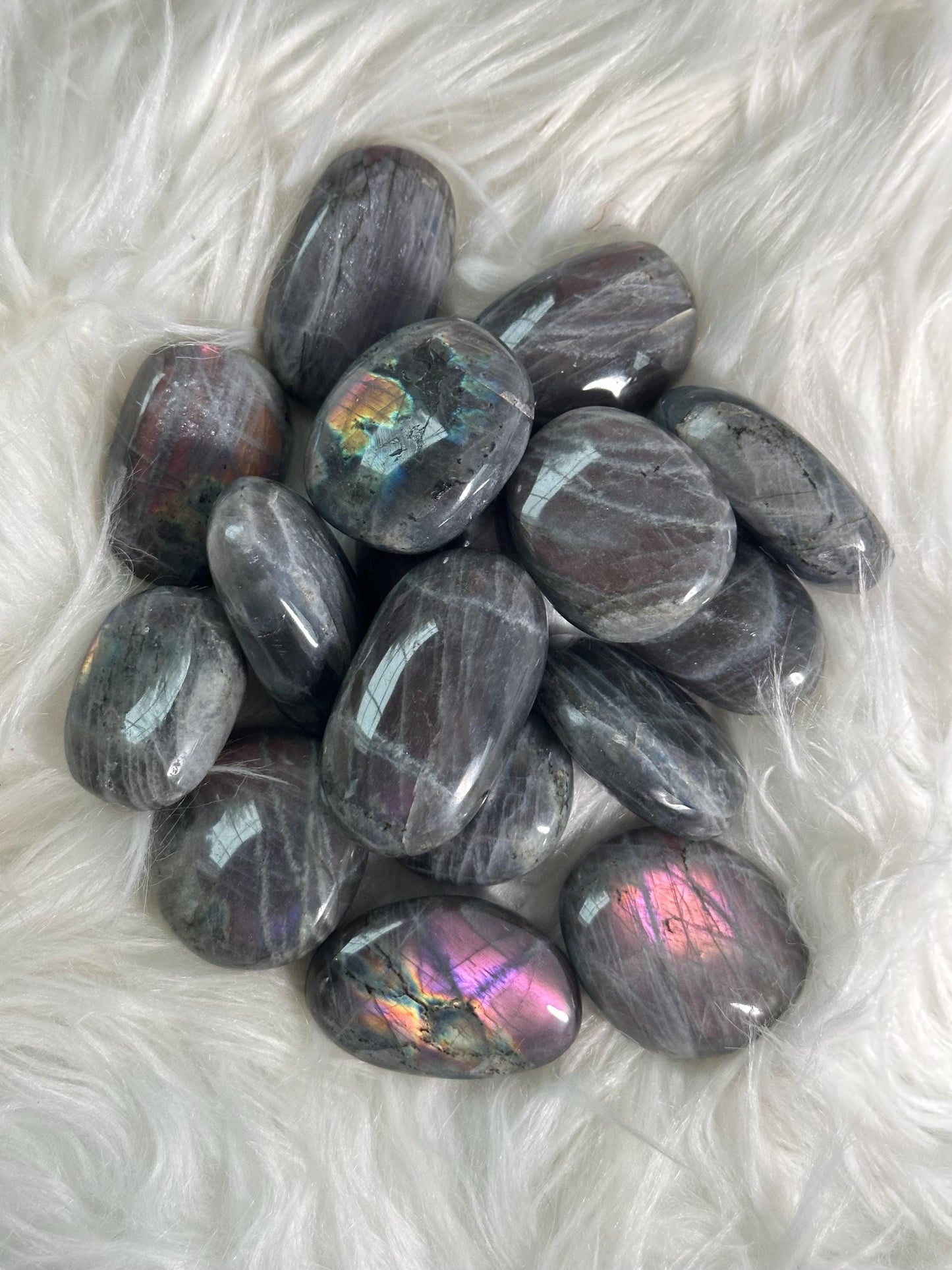 Labradorite Palm Stones – INTUITIVE PICK! Crystal with Double-Sided Flash, Polished Gemstone for Intuition & Protection, Energy Tool Decor