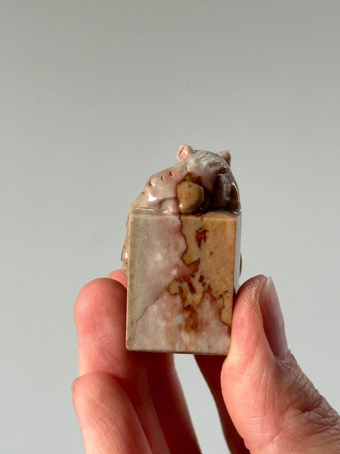 Mini Sleeping Fox on Column – YOU PICK! Carved Crystal Animal Sculpture, Gemstone Fox Figurine, Unique Decor, Collectible Crystal Display