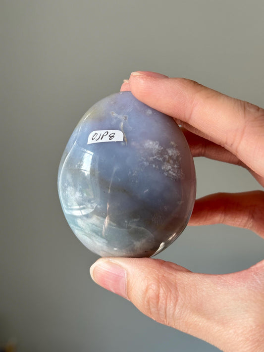 Sea Jasper Palmstone – Natural Crystal Pocket Stone, Polished Gemstone for Calming Energy, Meditation, and Unique Gift Idea