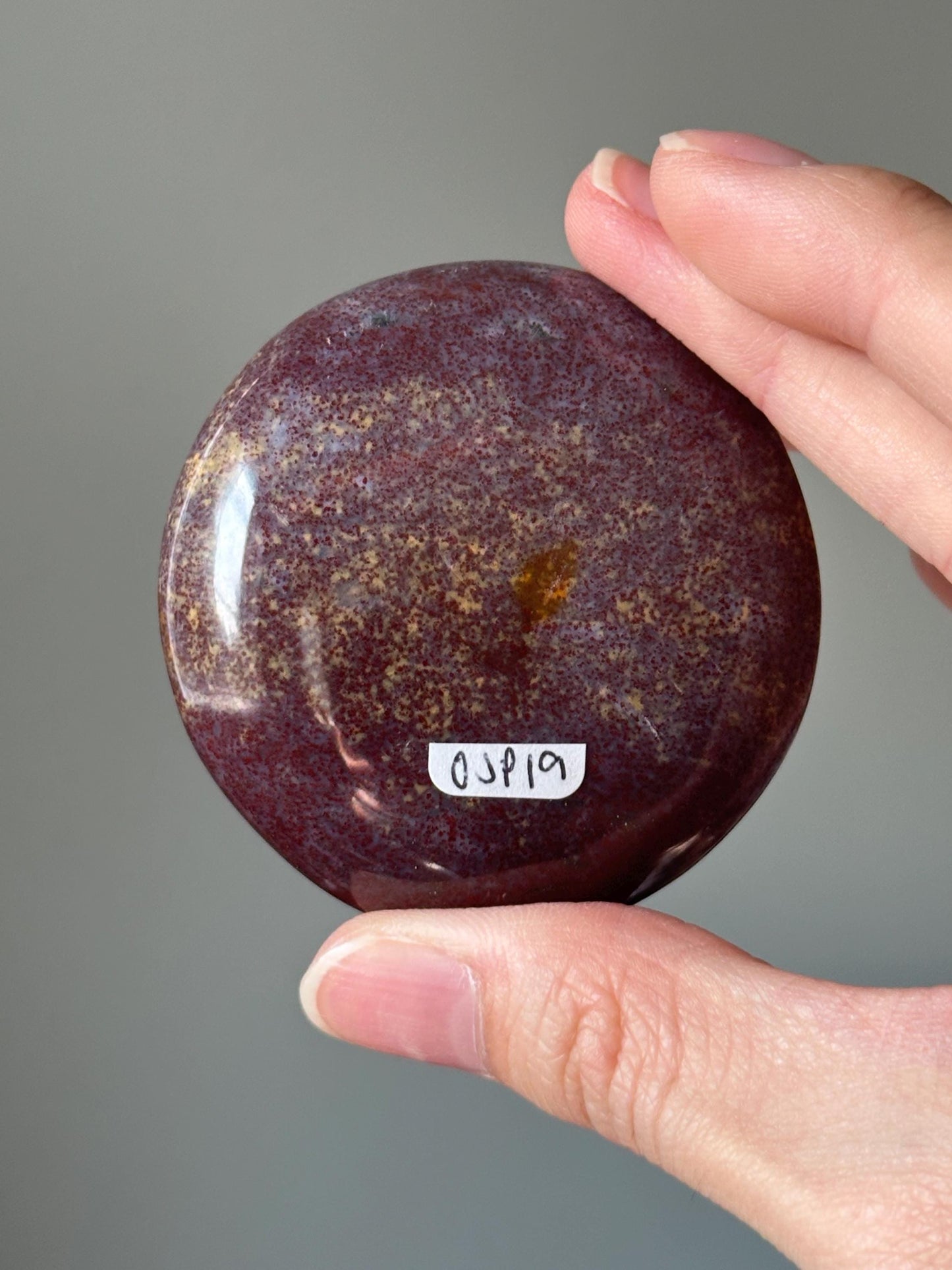 Sea Jasper Palmstone – Natural Crystal Pocket Stone, Polished Gemstone for Calming Energy, Meditation, and Unique Gift Idea