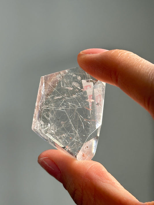 Quartz with Rutile on Stand – Natural Lodolite Crystal, Scenic Inclusion Gemstone, Polished Display Piece, Unique Collector Decor