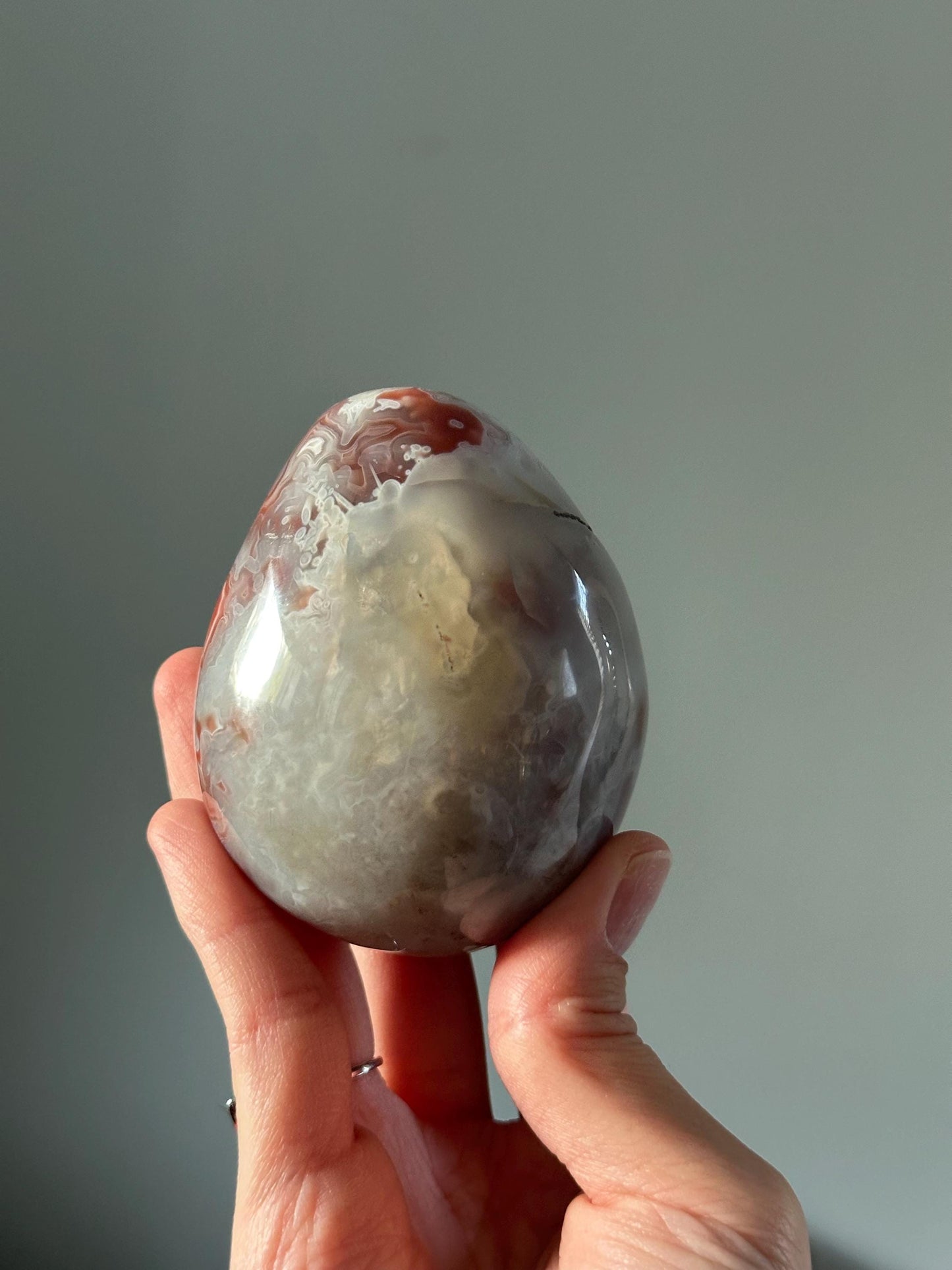 Swazi Agate Palm Stone – Polished Natural Gemstone with Unique Banding Patterns, Grounding Crystal for Meditation, or Decor Display