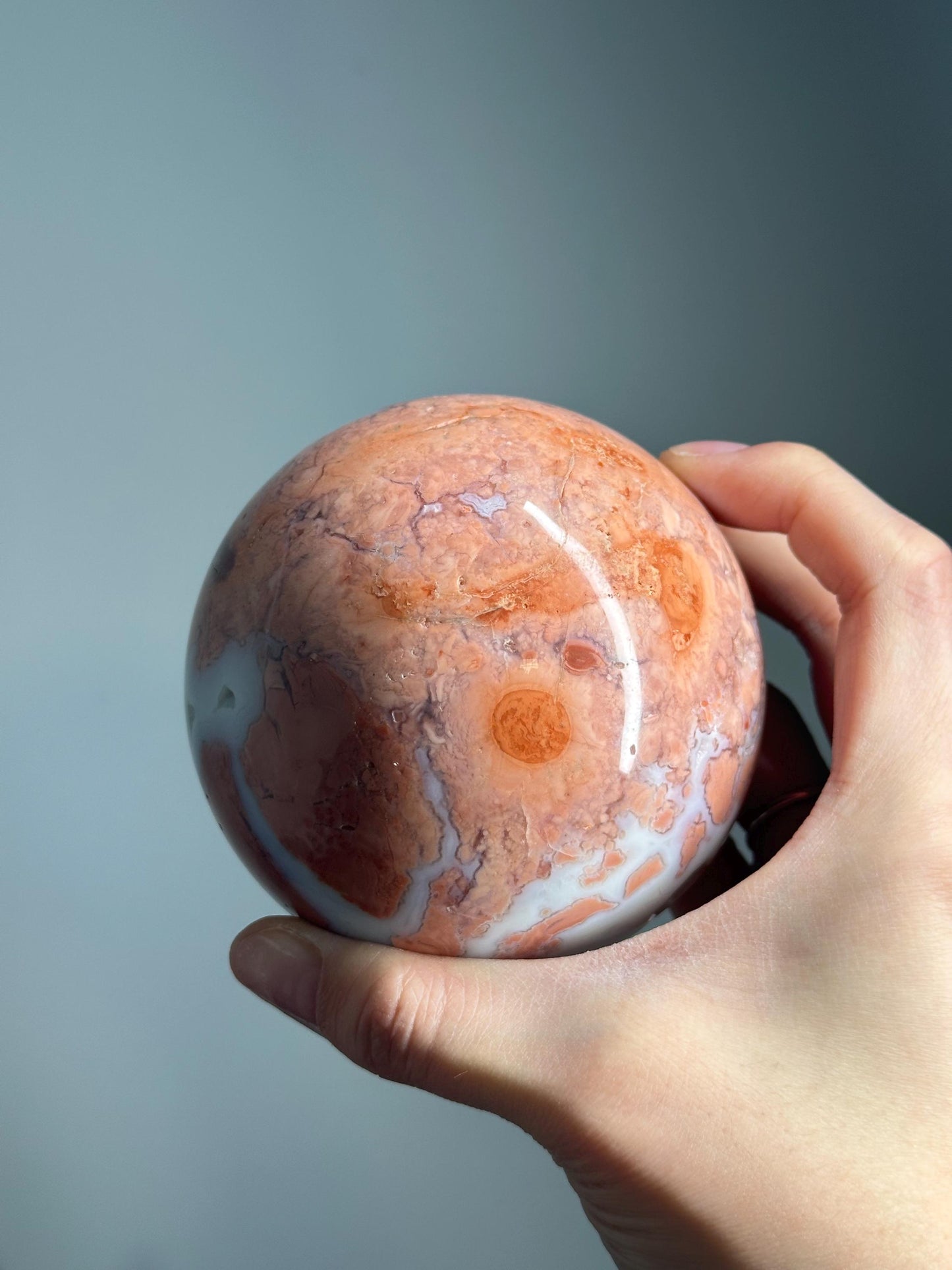 Cotton Candy Agate Sphere – Polished Pink Crystal Ball, Natural Gemstone with Soft Swirls, Calming Decor, Sweet Display or Stone