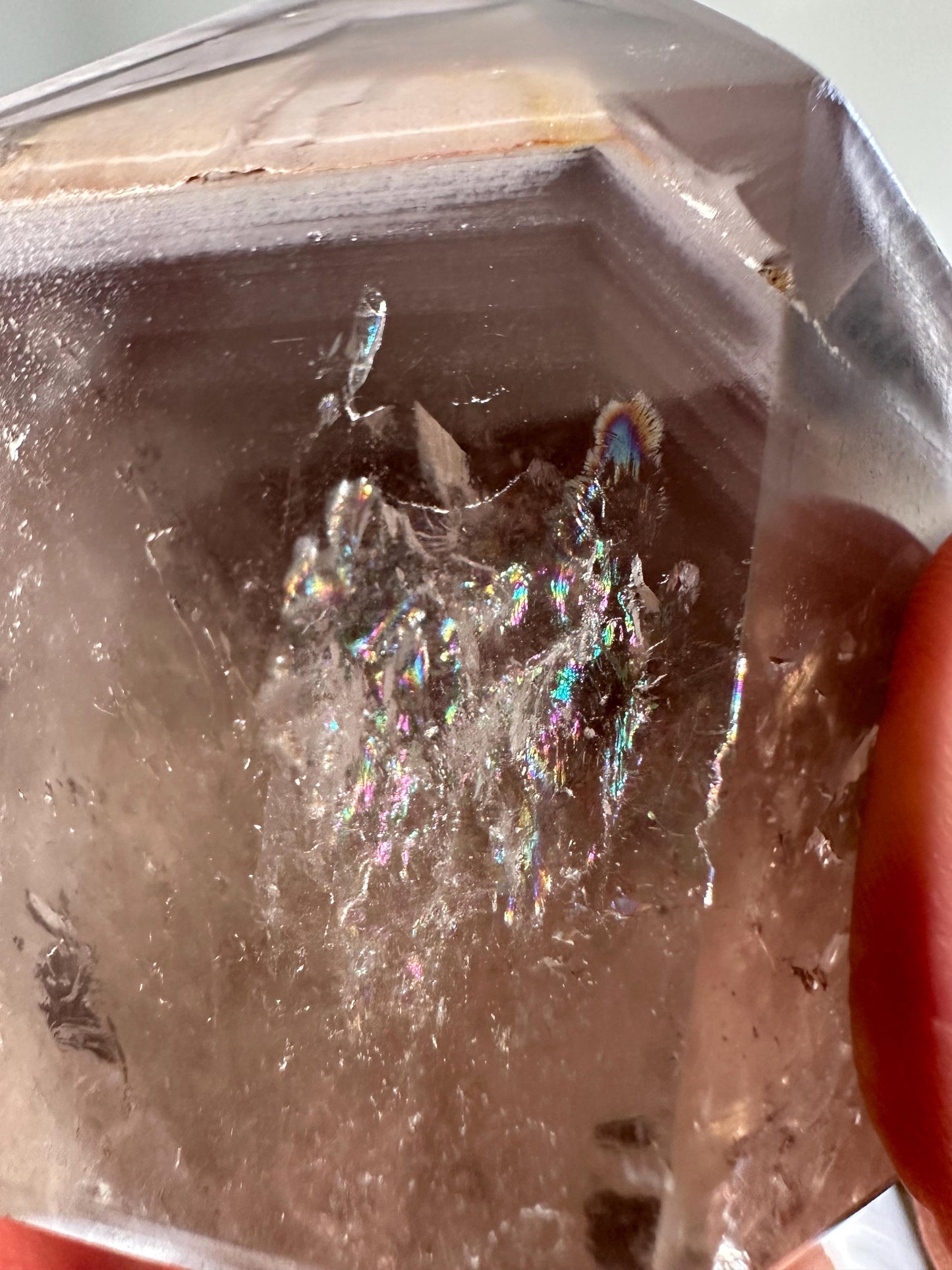 Pink Lithium & Smoky Quartz Tower – Polished Crystal Point, Natural Calming and Grounding Stone, Unique Spiritual Decor