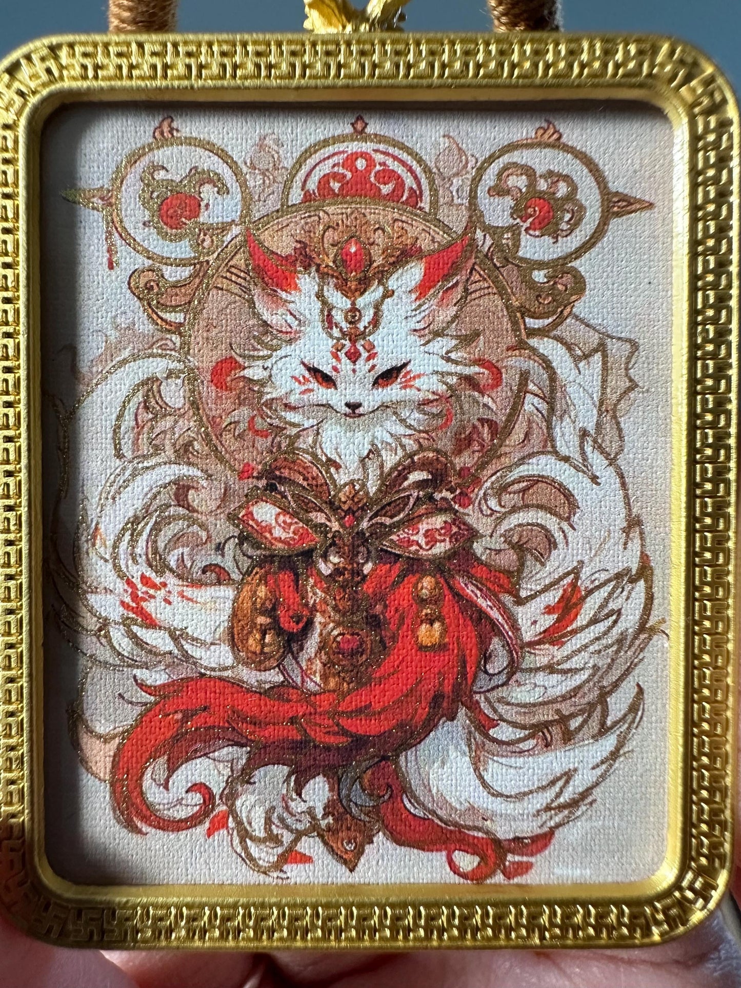 NineTailed Fox Thangka Pendant – Symbol of Confidence, Self-Love & Romantic Protection, Mystical Spiritual Jewelry for Empowerment and Charm