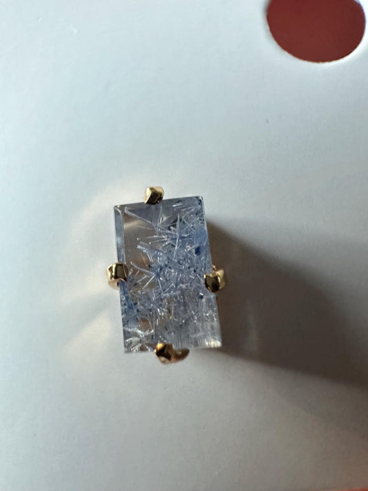 Blue Dumortierite in Quartz Earrings