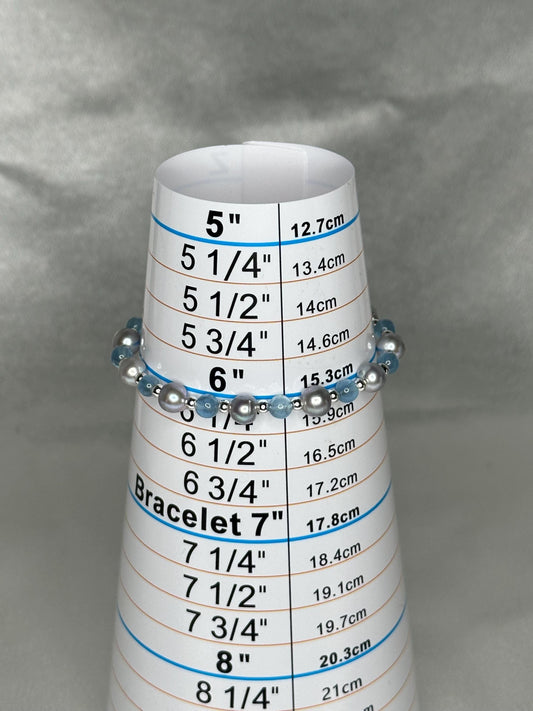 Pearl & Aquamarine Bracelet with Silver Spacer Beads, Ocean-Inspired Jewelry for Calm, Clarity, Intuition and Feminine Grace