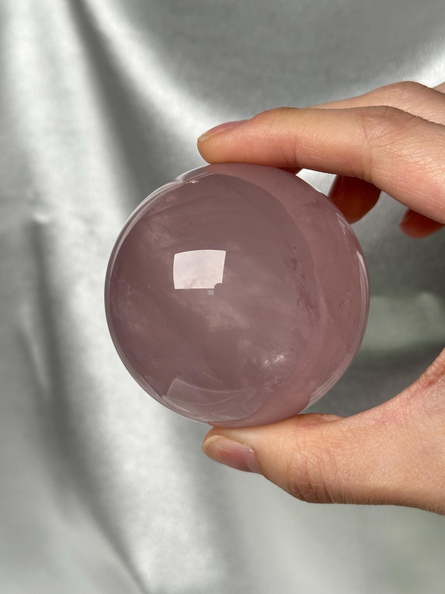 Rose Quartz Sphere – Polished Pink Crystal Orb of Love, Gentle Heart Chakra Stone, Decor, Meditation, or Gift Display