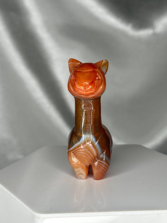 Carnelian Alpaca Carving | Hand-Carved Crystal Animal Figurine | Natural Orange Gemstone Alpaca | Cute Collectible Stone Gift for Home Décor