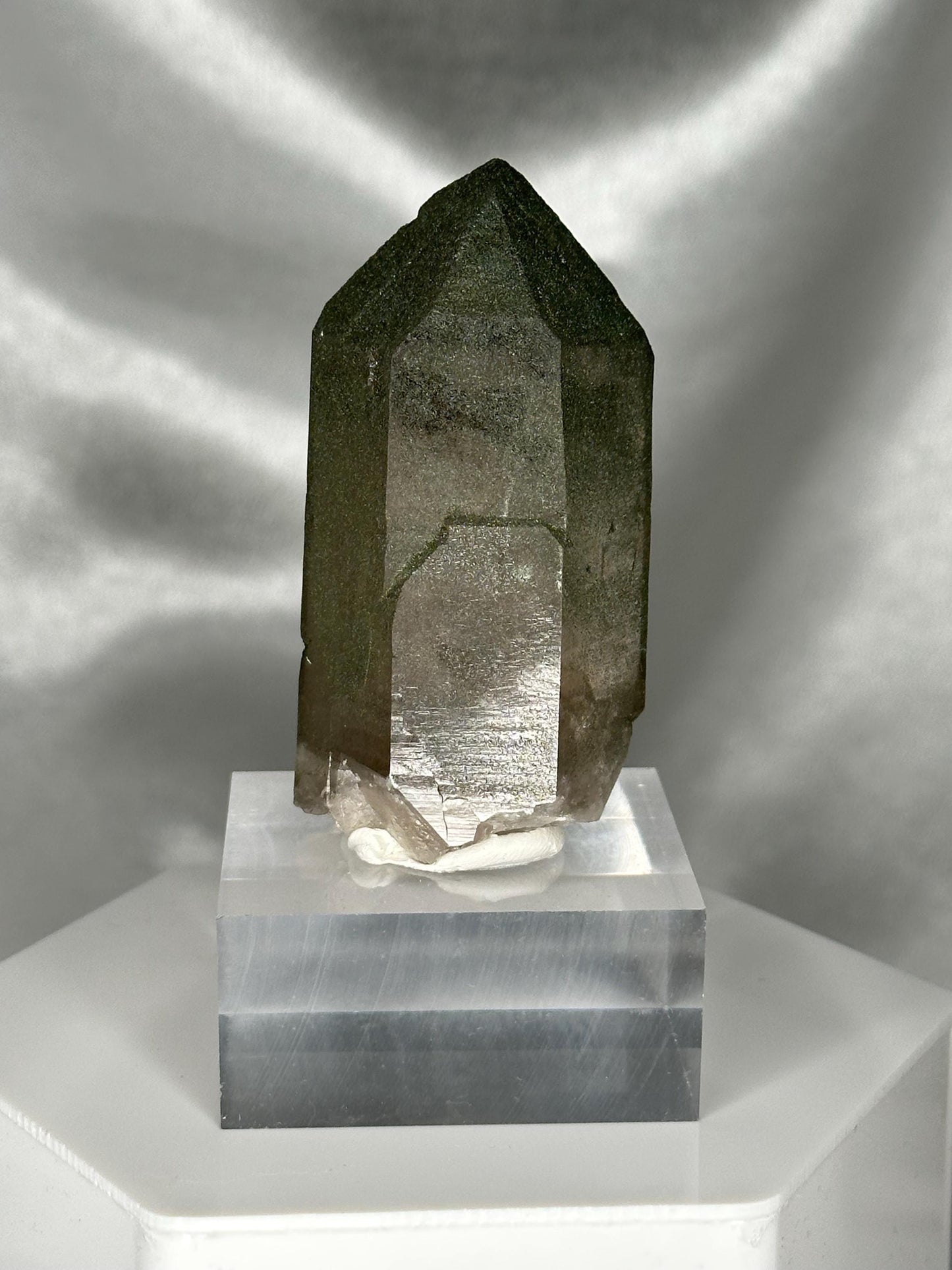 Smoky Quartz Point with Chlorite Dusting – Tiefen Glacier, Urseren, Switzerland – Alpine Mineral Specimen, Grounding & Cleansing Crystal