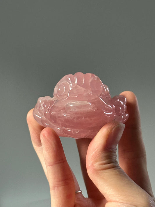 Rose Quartz Money Frog | Hand-Carved Crystal Wealth Toad Figurine | Natural Pink Sculpture | Feng Shui Inspired Abundance and Luck Décor