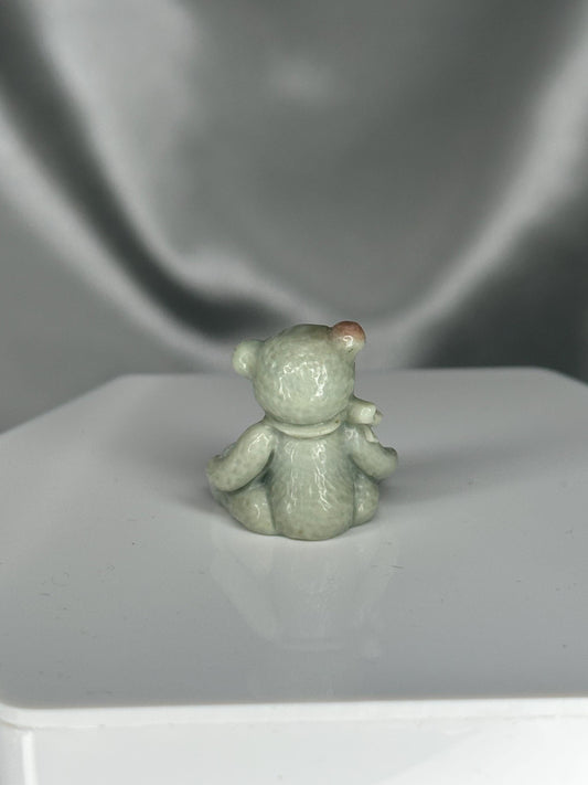 Mini Alashan Agate Teddy Bear | Hand-Carved Crystal Figurine | Natural Agate Animal Carving | Cute Collectible Stone Gift for Crystal Lovers