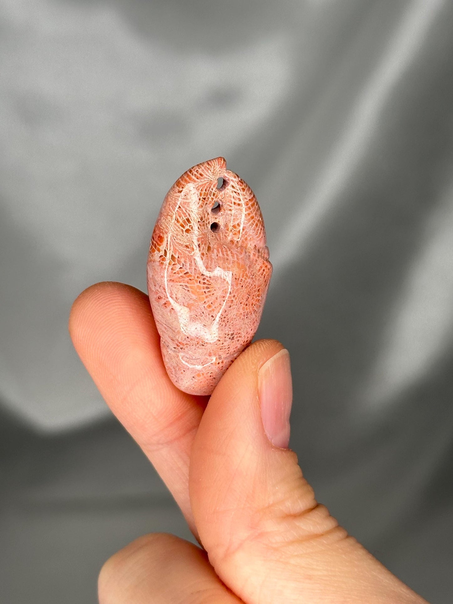 Mini Coral Lobster Claw Crystal Carving | Hand-Carved Gemstone Sculpture | Unique Ocean Fossil Crystal | Coastal Sea Lover Gift