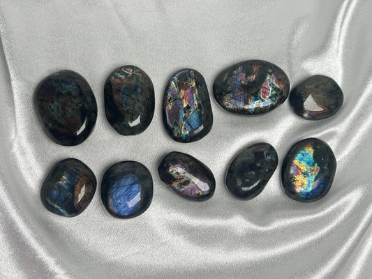 Labradorite Palm Stones - YOU PICK! Natural Flashy Labradorite Smooth Stones | Polished Crystal Palms for Display, Collectors & Pocket Carry