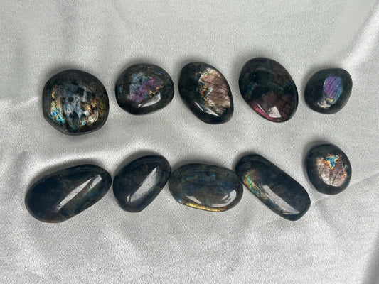 Labradorite Palm Stones - YOU PICK! Natural Flashy Labradorite Smooth Stones | Polished Crystal Palms for Display, Collectors & Pocket Carry