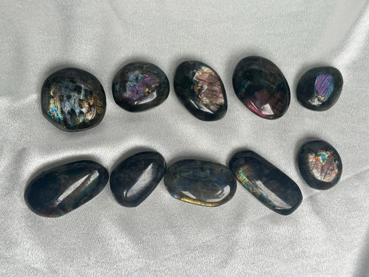 Labradorite Palm Stones - YOU PICK! Natural Flashy Labradorite Smooth Stones | Polished Crystal Palms for Display, Collectors & Pocket Carry