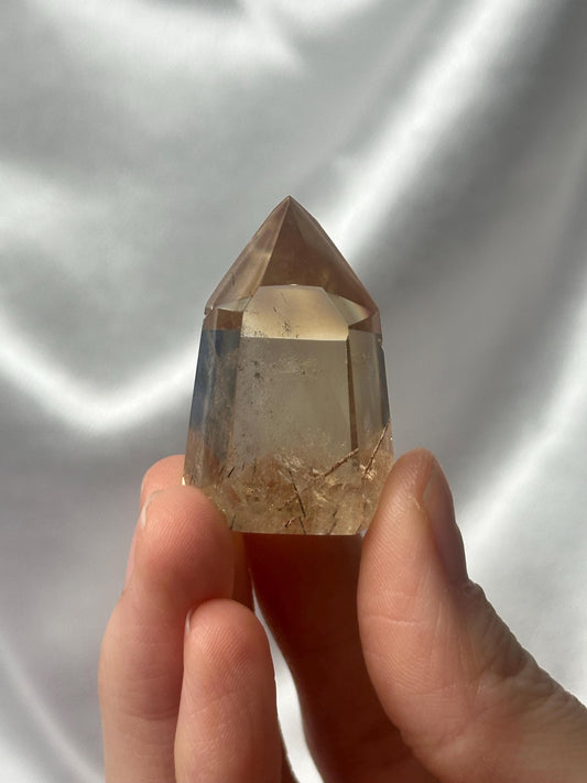 RARE Citrine & Clear Quartz with Rutile – You Pick | Polished Towers | Needle Inclusion Quartz Points | Natural Yellow and Clear Specimens