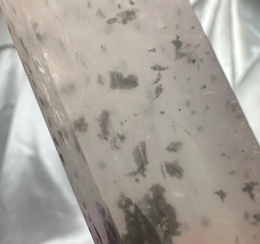 Rose Quartz with Pyrite Tower | Natural Pink Quartz Crystal Point with Pyrite Inclusions | Raw Mineral Specimen for Collectors & Display