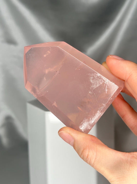 Rose Quartz Tower | Natural Pink Crystal Point | Raw Standing Rose Quartz for Decor, Energy Work & Crystal Collectors