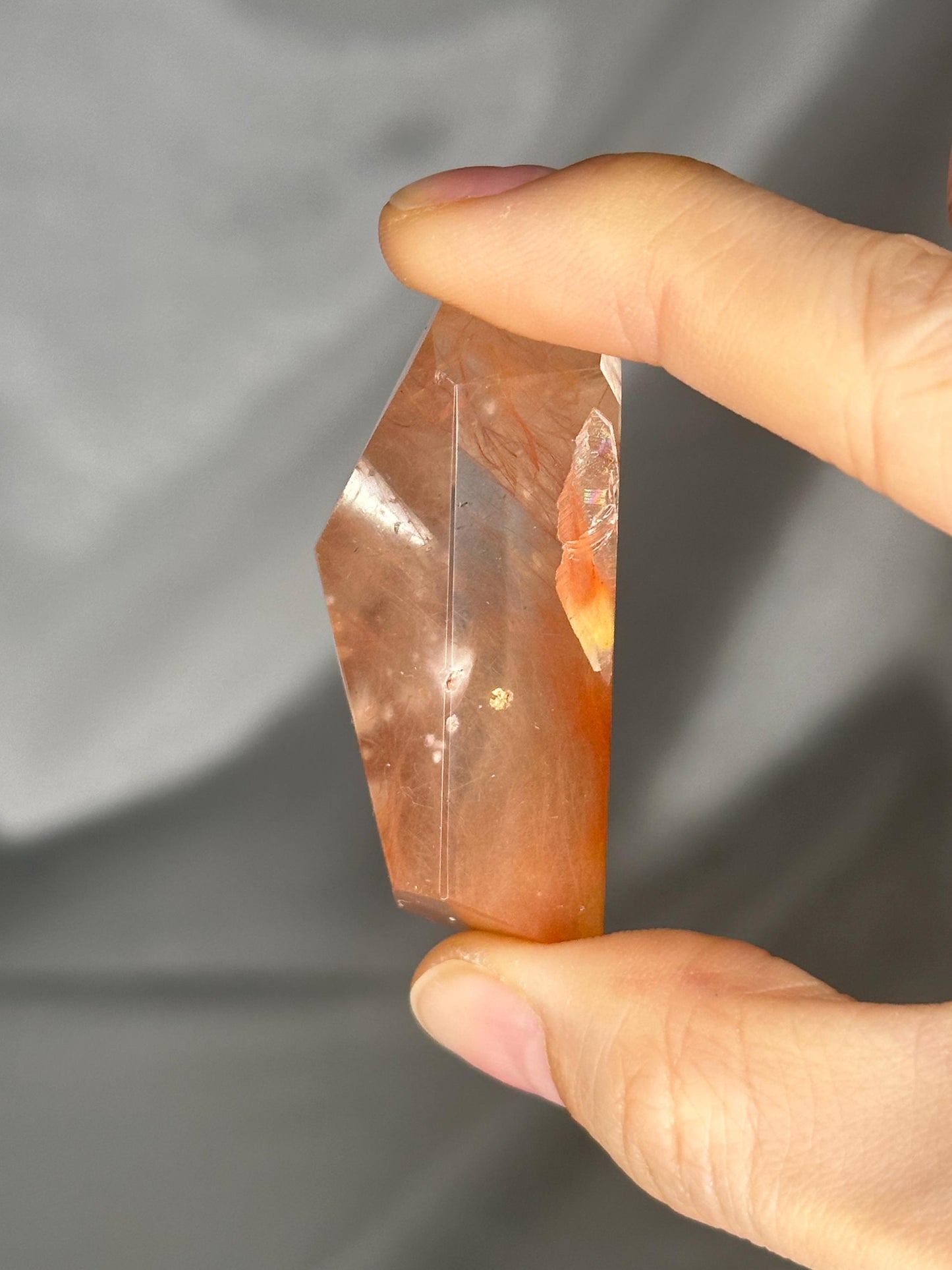 Peach Amphibole Freeform | Natural Amphibole Quartz with Cotton Ball Inclusion | Crystal Freeform Display Piece | Collector Mineral Specimen