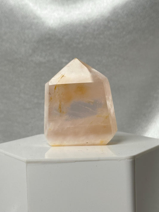 Snowflake Rose Quartz Towers - YOU PICK! | Natural Pink Quartz Crystal Points with White Inclusions | Polished Standing Mineral Specimens