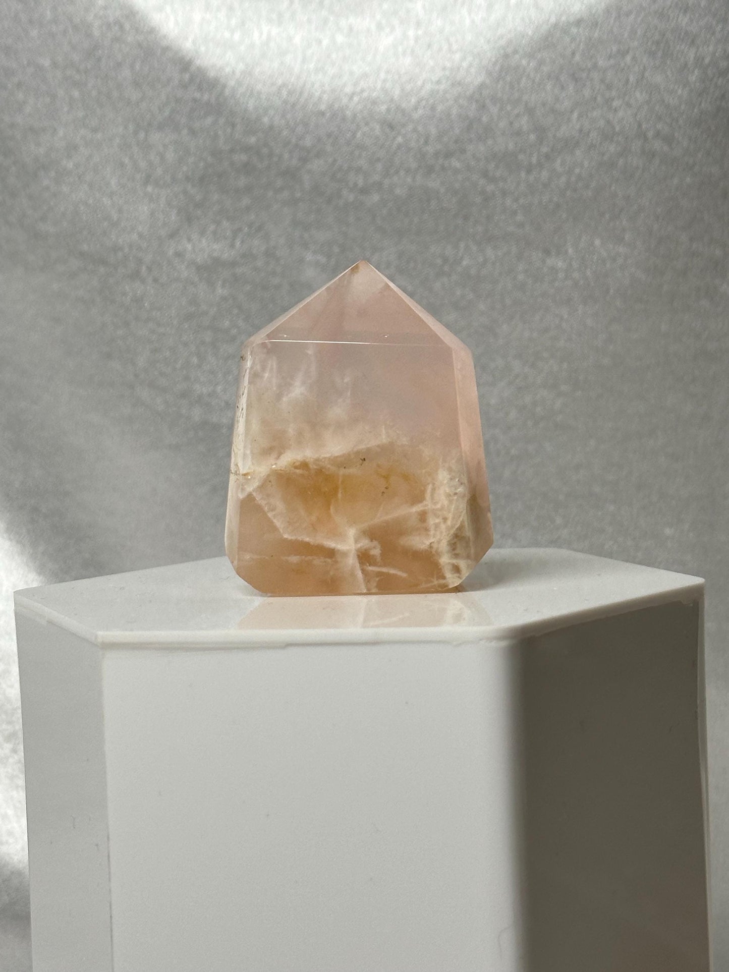 Snowflake Rose Quartz Towers - YOU PICK! | Natural Pink Quartz Crystal Points with White Inclusions | Polished Standing Mineral Specimens