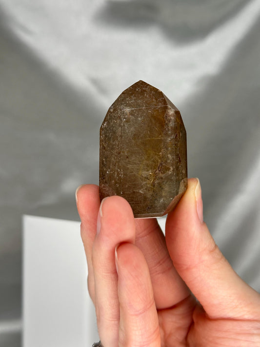 Rutile in Quartz Tower - YOU PICK | Natural Clear Quartz Crystal with Rutile Needle Inclusion | Polished Standing Mineral Collectors Display