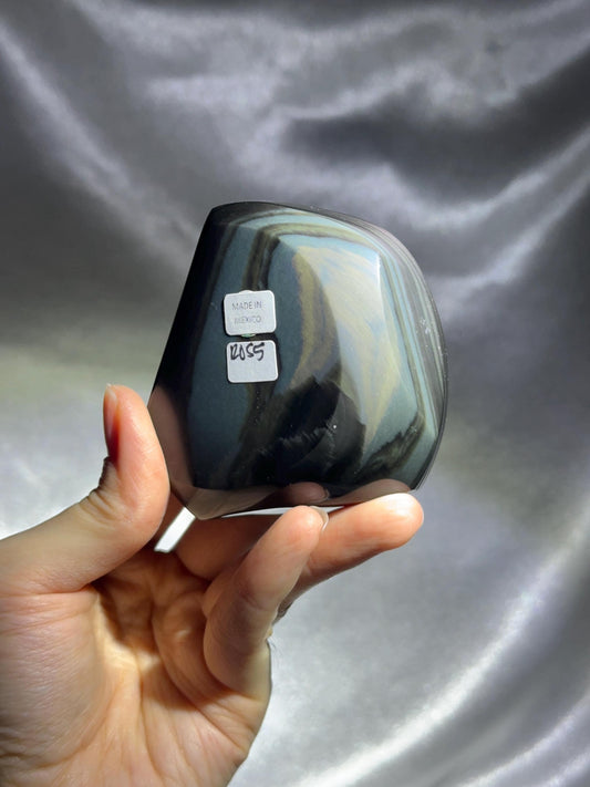 Rainbow Obsidian Star Freeform | Natural Black Obsidian Iridescent Sheen | Polished Volcanic Glass Mineral Specimen for Collectors & Display