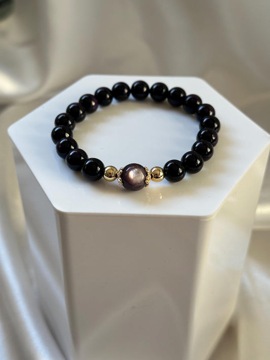 Gem Lepidolite (Stabilized) & Purpurite Bracelet | Natural Purple Gemstone Beads | Handmade Crystal Jewelry for Collectors