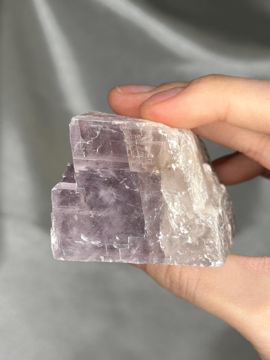 Polished Lavender Calcite with Rutile | Madagascar Purple Crystal | Natural Mineral Specimen Collection Display