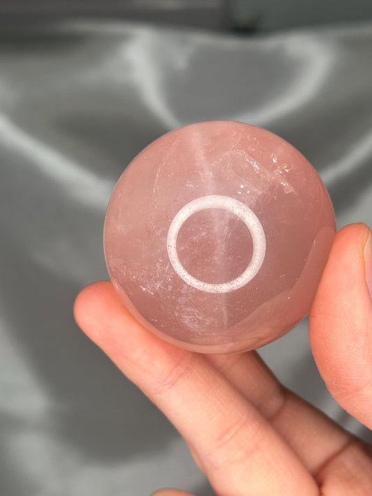 Rose Quartz Sphere – Polished Pink Crystal Orb of Love, Gentle Heart Chakra Stone, Decor, Meditation, or Gift Display
